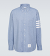 Thom Browne Four Bar Stripe Flannel Shirt In Blue