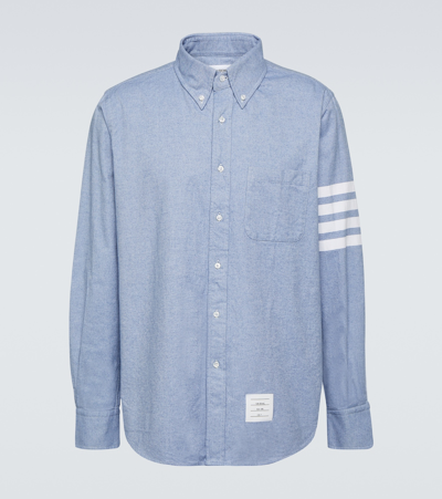 Thom Browne 4-bar Flannel Shirt In Blue