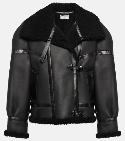 Saint Laurent Leather And Shearling Jacket In Black