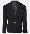 Attico Black Wool Single-breasted Jacket With Epaulettes In Black