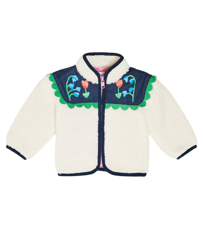 Stella Mccartney Babies' Folk Flower Fleece Jacket In White