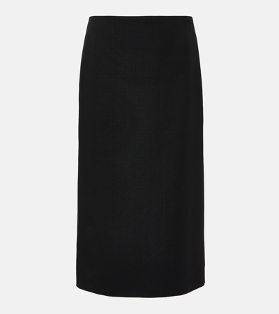 The Row Kassie Wool Midi Skirt In Black
