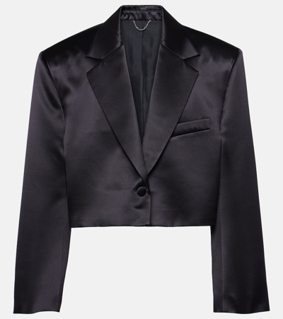 Magda Butrym Cropped Silk And Wool Blazer In Black