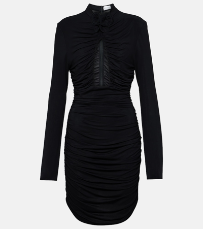 Magda Butrym Draped Jersey Minidress In Black