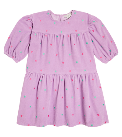 Stella Mccartney Kids' Heart-motif Corduroy Dress In Purple