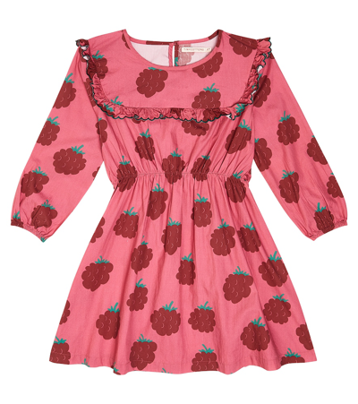 Tinycottons Kids' Raspberries Sailor Frills Cotton Dress In Pink