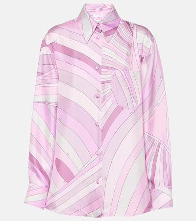Pucci Printed Silk Long Sleeve Shirt In Multicolor