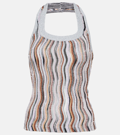 Missoni Striped Lamé Halterneck Top In Multicoloured