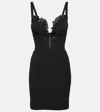 Nensi Dojaka Ruffled Cutout Jersey Minidress In Black