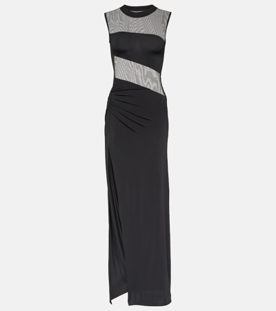 Nensi Dojaka Mesh And Jersey Maxi Dress In Black
