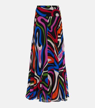Pucci Marmo-print Silk Maxi Skirt In Multicoloured