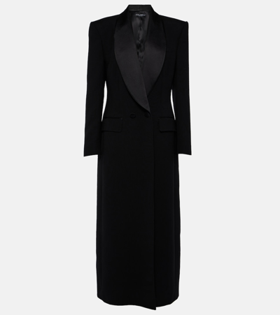 Dolce & Gabbana 羊毛与真丝混纺大衣 In Black