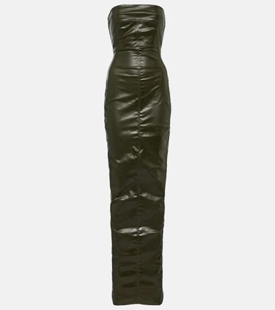 Rick Owens Strapless Denim Gown In Green