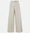 Sacai Wide Leg Denim Trousers With Button Detail In White