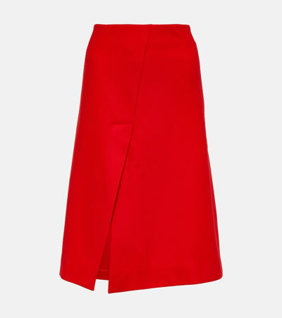 Stella Mccartney Wool Midi Skirt In Red