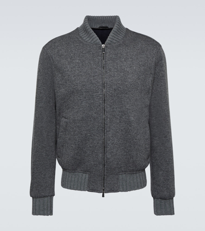 Thom Sweeney Cashmere Bomber Jacket In Gray