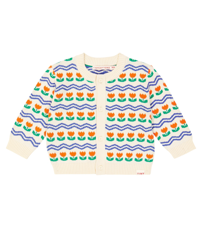 Tinycottons Babies' Flower棉质与羊毛开衫 In Multicoloured
