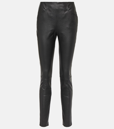 Victoria Beckham Leather Slim Pants In Black
