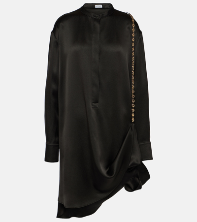 Loewe Draped High Neckline Dress With Chain Detail In Black