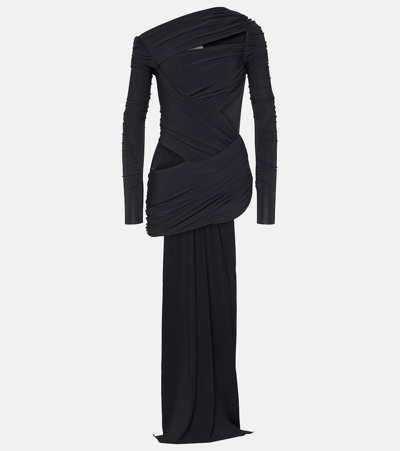 Attico Asymmetrical Draped Top In Black