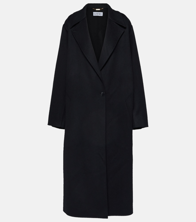 Loewe Wool And Cashmere-blend Coat In Black
