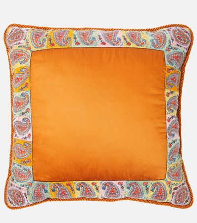Etro Embroidered Cushion In Orange