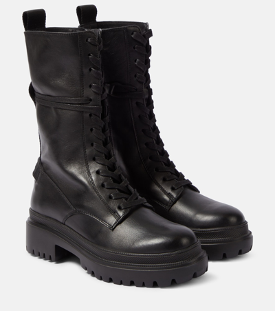 Bogner Chesa Alpina Leather Combat Boots In Black