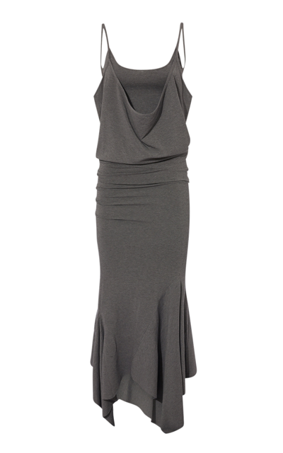 Attico Asymmetric Midi Dress Grey