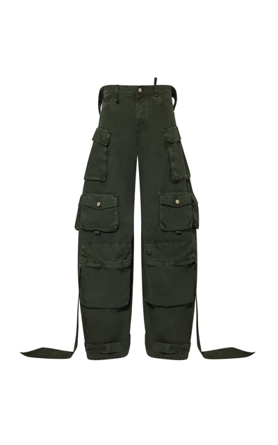 Attico Fern Cotton Parachute Cargo Pants In Green