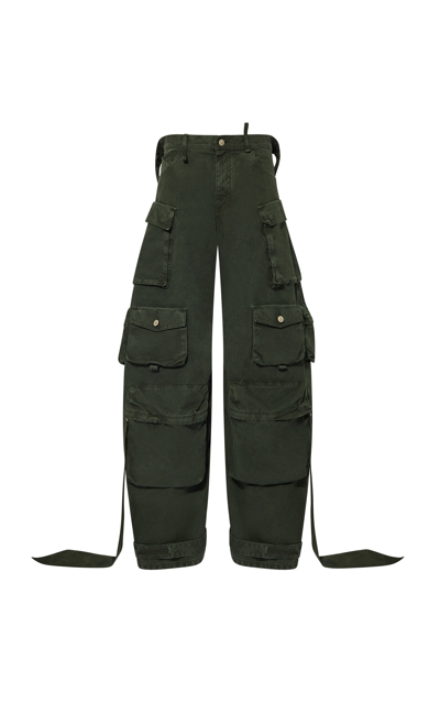 Attico Fern Low-rise Cargo Pants In Green