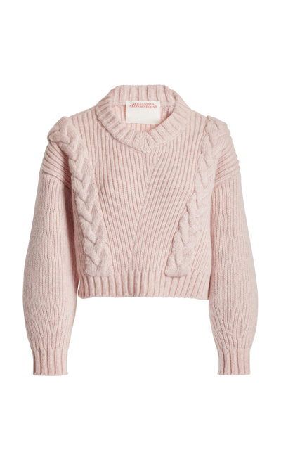 Alejandra Alonso Rojas Cable-knit Ribbed Cashmere Jumper In Pink