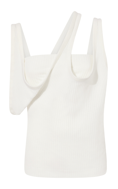 Attico Ribbed Cotton Jersey Top In White