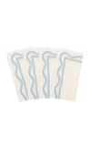 Misette Scalloped Embroidery Linen Napkins Set Of 4 In Light Blue