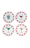 MISETTE SET-OF-FOUR FÊTE EMBROIDERED LINEN COASTERS