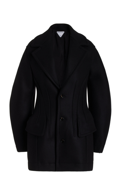 Bottega Veneta Women's Sculpt Felted Wool-blend Coat In Nero