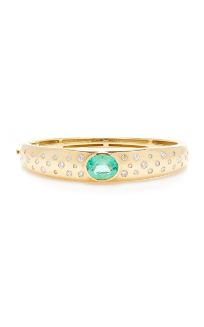 Future Fortune Catch The Light 18k Yellow Gold Emerald; Diamond Bracelet In Green