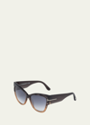 Tom Ford Anoushka Butterfly Sunglasses, Black In Gray/brown