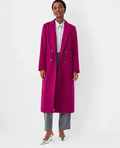 Ann Taylor Petite Wool Cashmere Blend Chesterfield Coat In Magenta Purple