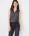 Ann Taylor Sleeveless Essential Shirt In Boulevard Grey