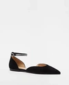 Ann Taylor Crystal Ankle Strap Pointy Toe Suede Flats In Black
