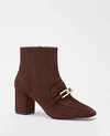 ANN TAYLOR CHAIN BLOCK HEEL SUEDE BOOTIES
