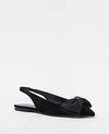Ann Taylor Crystal Bow Pointy Toe Suede Slingback Flats In Black