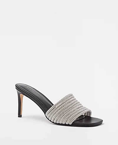 Ann Taylor Crystal Tube Mule Sandals In Black