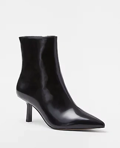Ann Taylor Sculptural Heel Box Leather Booties In Black