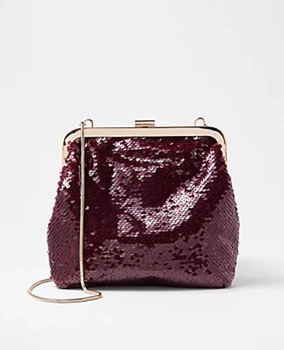 Ann Taylor Sequin Clutch Bag In Potent Purple