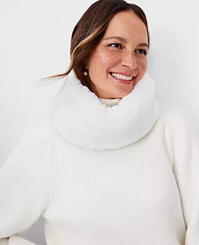Ann Taylor Faux Fur Snood In Winter White