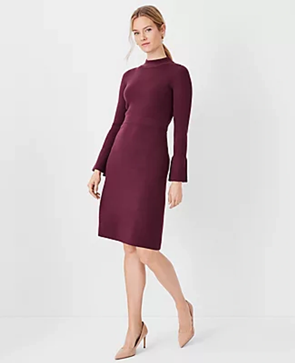 ann taylor long sleeve flare dress Belted Flare Dress