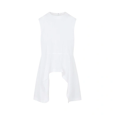 Comme Des Garçons Comme Des Garcons Womens White Peplum-hem Raw-edge Cotton Top