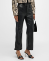 Mother The Weekender Mid-rise Faux-leather Flare Jeans In Black - Blk