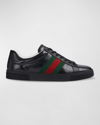 GUCCI MEN'S ACE GG CRYSTAL CANVAS SNEAKERS